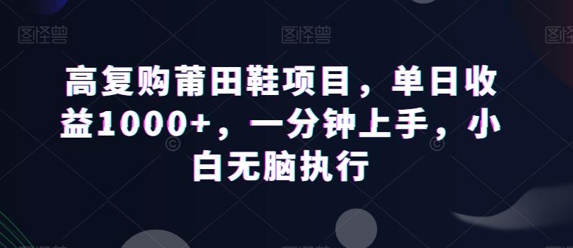 高复购莆田鞋项目，单日收益1000+，一分钟上手，小白无脑执行-极速轻创