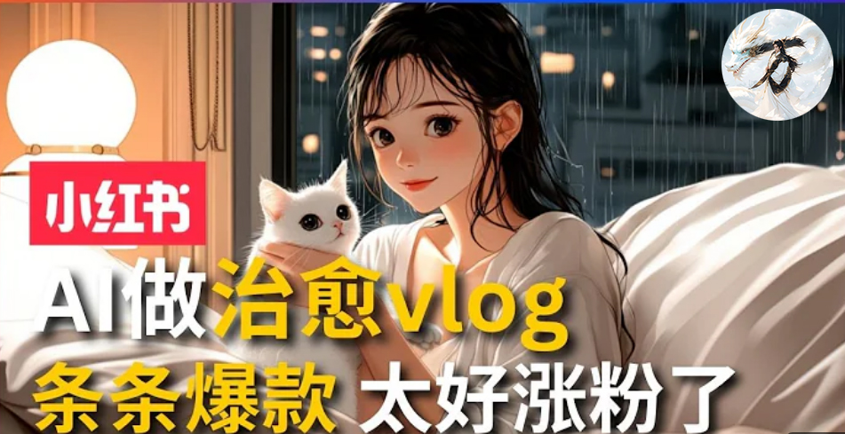 AI治愈系vlog动画视频，小红书1个月轻松涨粉破万，商单报价1500+日入2000+-极速轻创