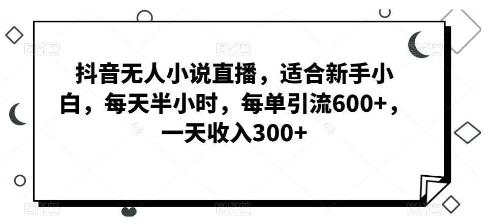 抖音无人小说直播，适合新手小白，每天半小时，每单引流600+，一天收入300+-极速轻创