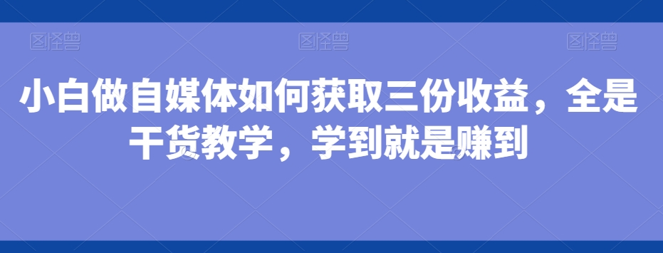 小白做自媒体如何获取三份收益，全是干货教学，学到就是赚到-极速轻创