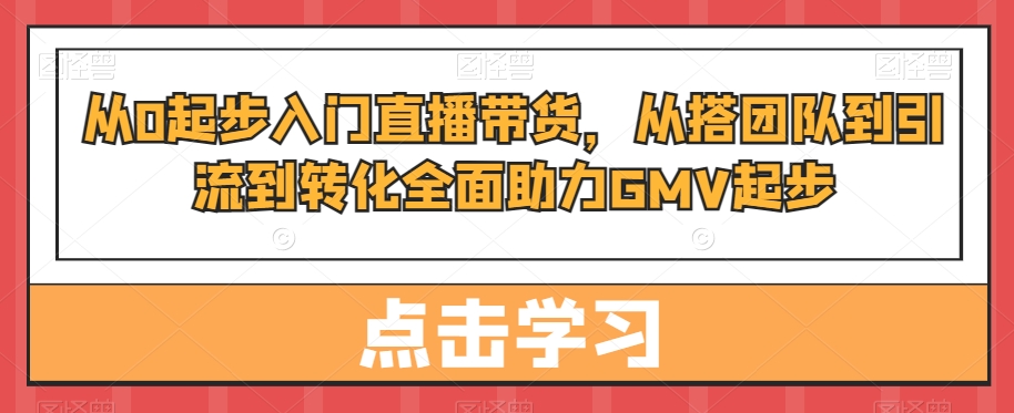 从0起步入门直播带货，​从搭团队到引流到转化全面助力GMV起步-极速轻创