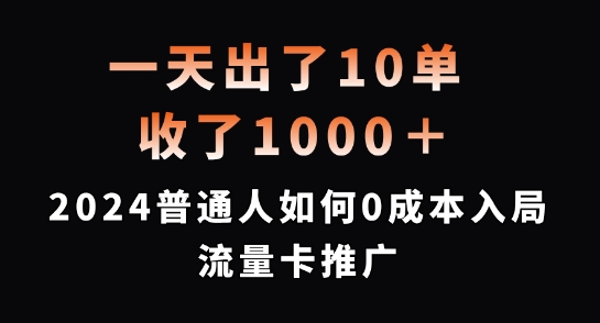 一天出了10单，收了1000+，2024普通人如何0成本入局流量卡推广【揭秘】-极速轻创