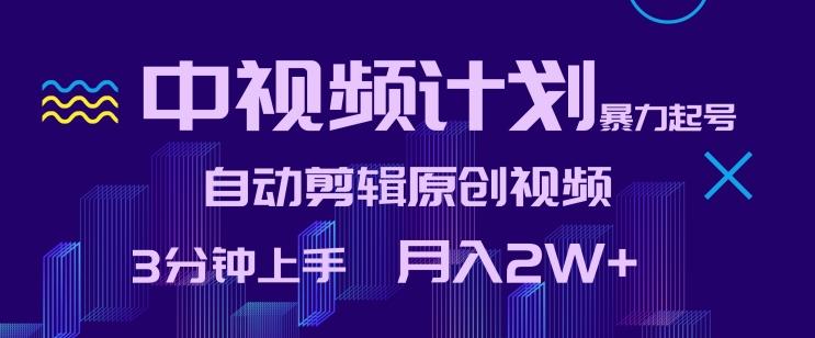 中视频计划暴力起号，自动剪辑原创视频，3分钟上手，月入2W+【揭秘】-极速轻创