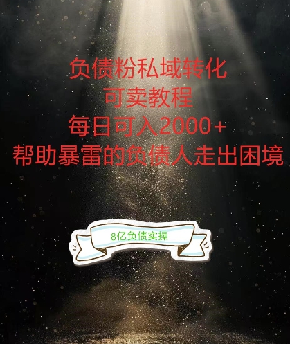 负债粉掘金计划，帮助负债者解决问题，债务规划，债务重组，最好的变现方式【揭秘】-极速轻创