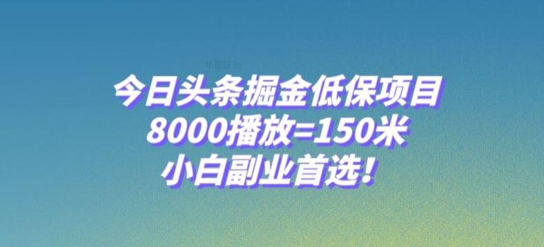 今日头条掘金低保项目，8000播放=150米，小白副业首选【揭秘】-极速轻创