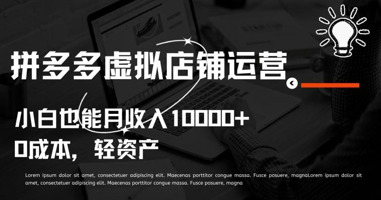 拼多多虚拟店铺运营小白也能月收入10000+【揭秘】-极速轻创