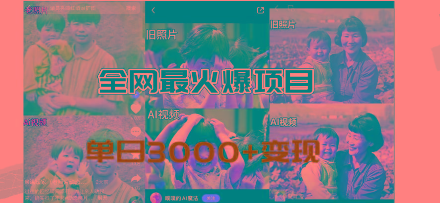 全网爆火的AI让老照片动起来教程，蹭热点日赚3000+，内含免费工具一键…-极速轻创