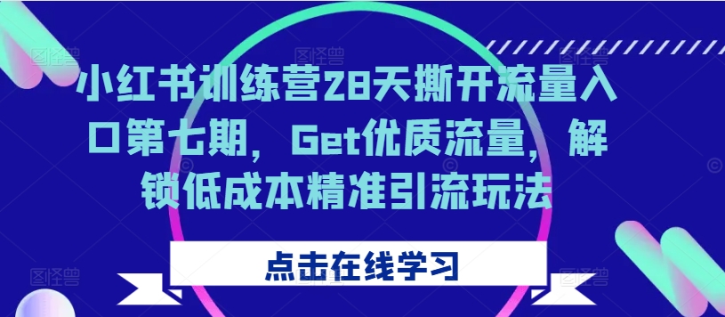 小红书训练营28天撕开流量入口第七期，Get优质流量，解锁低成本精准引流玩法-极速轻创
