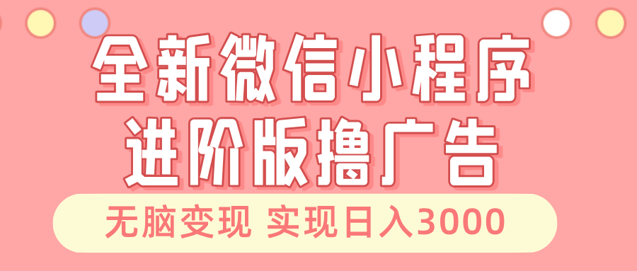 全新微信小程序进阶版撸广告 无脑变现睡后也有收入 日入3000＋-极速轻创