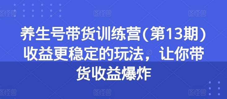 养生号带货训练营(第13期)收益更稳定的玩法，让你带货收益爆炸-极速轻创
