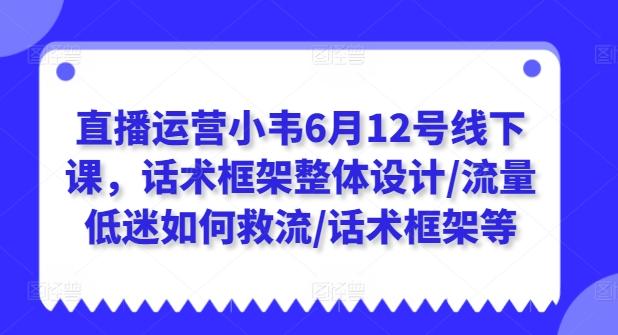 直播运营小韦6月12号线下课，话术框架整体设计/流量低迷如何救流/话术框架等-极速轻创