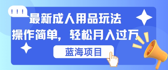 最新成人用品项目玩法，操作简单，动动手，轻松日入几张【揭秘】-极速轻创