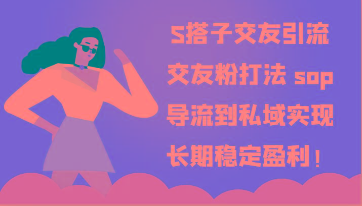 S搭子交友引流，交友粉打法 sop，导流到私域实现长期稳定盈利！-极速轻创