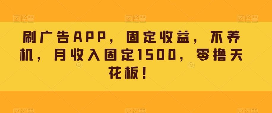 刷广告APP，固定收益，不养机，月收入固定1500，零撸天花板！-极速轻创