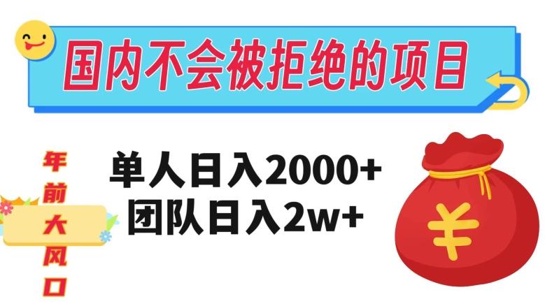在国内不怕被拒绝的项目，单人日入2000，团队日入20000+【揭秘】-极速轻创