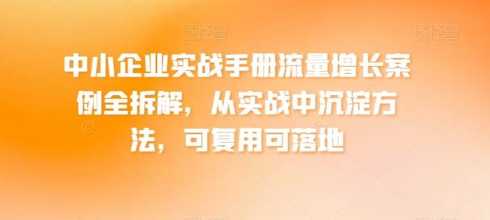 中小企业实战手册流量增长案例全拆解，从实战中沉淀方法，可复用可落地-极速轻创