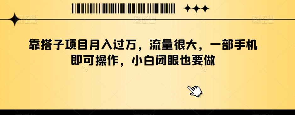 靠搭子项目月入过万，流量很大，一部手机即可操作，小白闭眼也要做-极速轻创