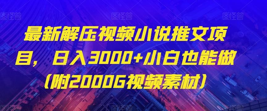 最新解压视频小说推文项目，日入3000+小白也能做（附2000G视频素材）【揭秘】-极速轻创
