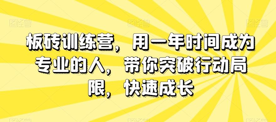 板砖训练营，用一年时间成为专业的人，带你突破行动局限，快速成长-极速轻创