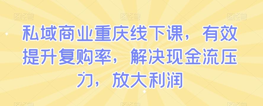私域商业重庆线下课，有效提升复购率，解决现金流压力，放大利润-极速轻创
