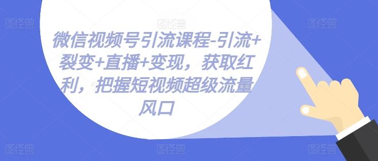微信视频号引流课程-引流+裂变+直播+变现，获取红利，把握短视频超级流量风口-极速轻创