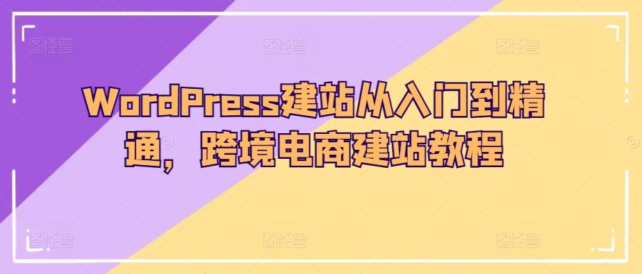 WordPress建站从入门到精通，跨境电商建站教程-极速轻创