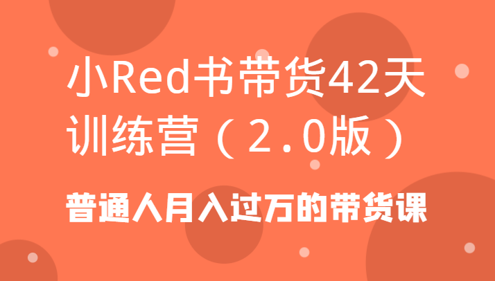 小Red书带货42天训练营(2.0版)普通人月入过万的带货课-极速轻创