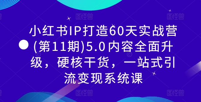 小红书IP打造60天实战营(第11期)5.0​内容全面升级，硬核干货，一站式引流变现系统课-极速轻创