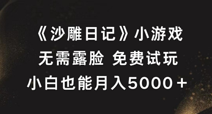 《沙雕日记》小游戏，无需露脸免费试玩，小白也能月入5000+【揭秘】-极速轻创