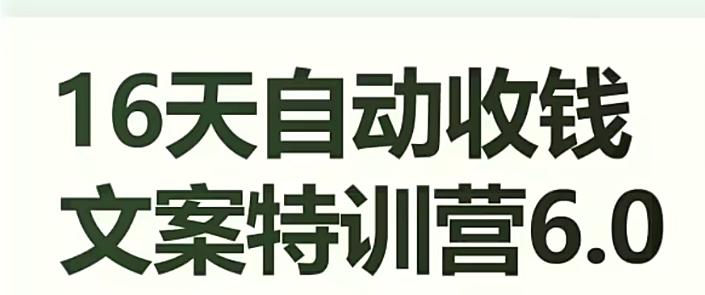 16天自动收钱文案特训营6.0，学会儿每天自动咔咔收钱-极速轻创