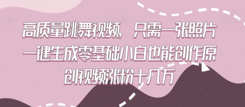 高质量跳舞视频，只需一张照片一键生成零基础小白也能创作原创视频涨粉十几万【揭秘】-极速轻创