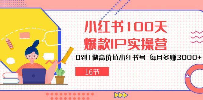 小红书100天-爆款IP实操营，0到1做高价值小红书号 每月多赚3000+(16节-极速轻创