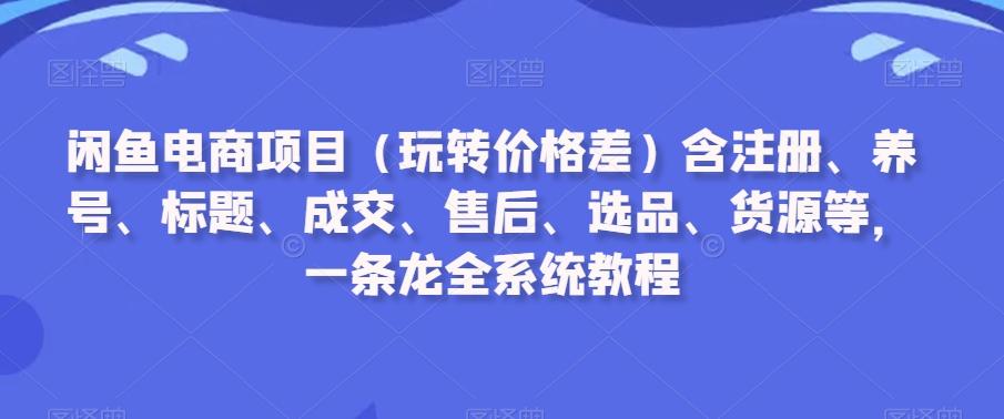 闲鱼电商项目(玩转价格差)含注册、养号、标题、成交、售后、选品、货源等，一条龙全系统教程-极速轻创