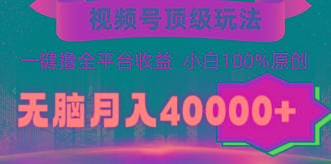 (9281期)视频号顶级玩法，无脑月入40000+，一键撸全平台收益，纯小白也能100%原创-极速轻创