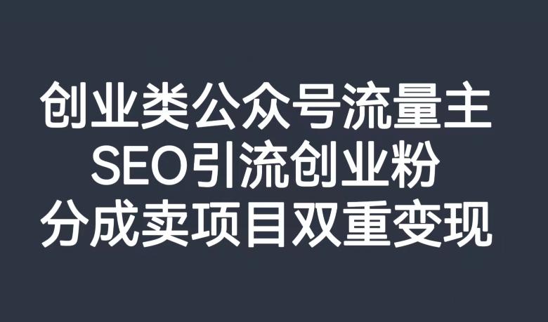 创业类公众号流量主，SEO引流创业粉，分成卖项目双重变现【揭秘】-极速轻创