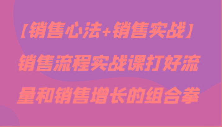 【销售心法+销售实战】销售流程实战课打好流量和销售增长的组合拳-极速轻创