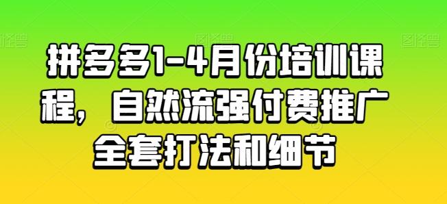 拼多多1-4月份培训课程，自然流强付费推广全套打法和细节-极速轻创
