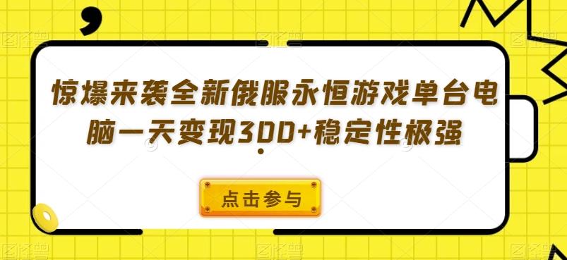 惊爆来袭全新俄服永恒游戏单台电脑一天变现300+稳定性极强-极速轻创