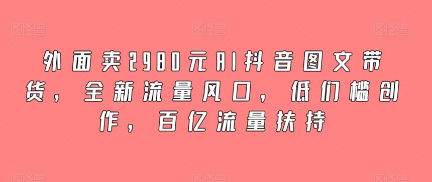 外面卖2980元AI抖音图文带货，全新流量风口，低们槛创作，百亿流量扶持-极速轻创