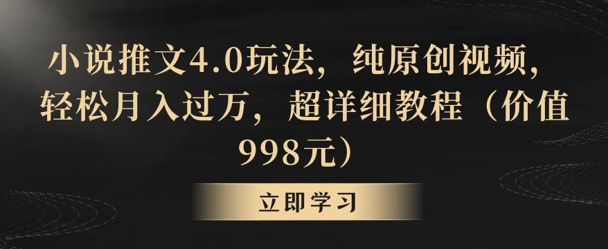 小说推文4.0玩法，纯原创视频，轻松月入过万，超详细教程(价值998元)【揭秘】-极速轻创