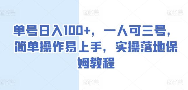 单号日入100+，一人可三号，简单操作易上手，实操落地保姆教程【揭秘】-极速轻创