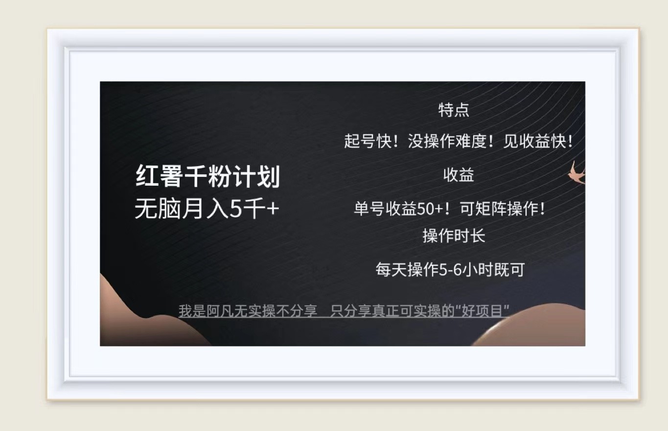 红薯千粉计划无脑月入5千+！既做既赚！-极速轻创