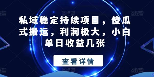 私域稳定持续项目，傻瓜式搬运，利润极大，小白单日收益几张【揭秘】-极速轻创