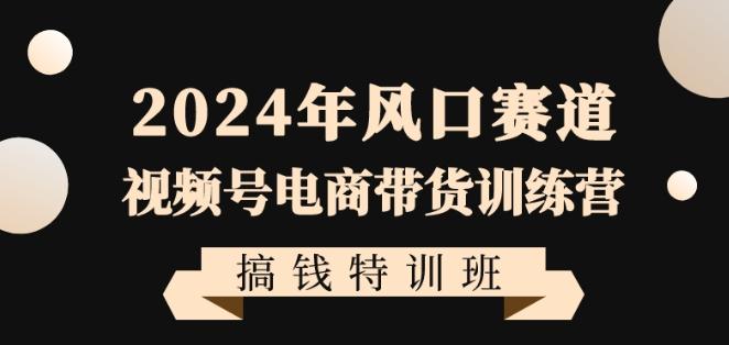 2024年风口赛道视频号电商带货训练营搞钱特训班，带领大家快速入局自媒体电商带货-极速轻创