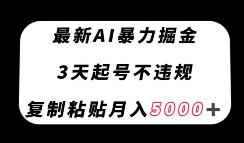 最新AI暴力掘金，3天必起号不违规，复制粘贴月入5000＋【揭秘】-极速轻创