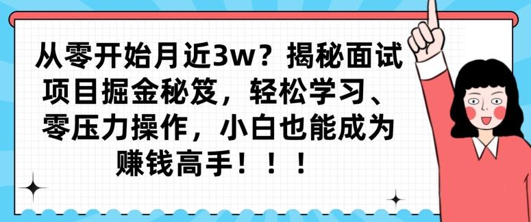 从零开始月近3w？揭秘面试项目掘金秘笈，轻松学习、零压力操作，小白也能成为赚钱高手-极速轻创