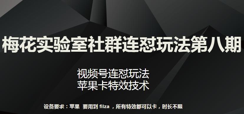 梅花实验室社群连怼玩法第八期，视频号连怼玩法 苹果卡特效技术【揭秘】-极速轻创