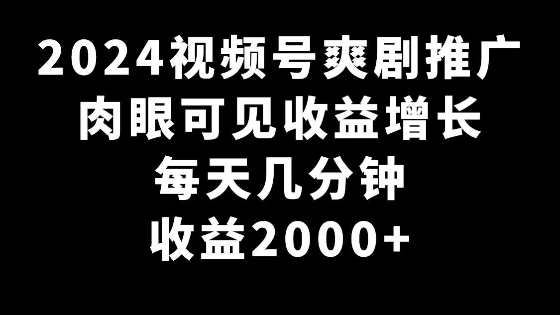 2024视频号爽剧推广，肉眼可见的收益增长，每天几分钟收益2000+-极速轻创