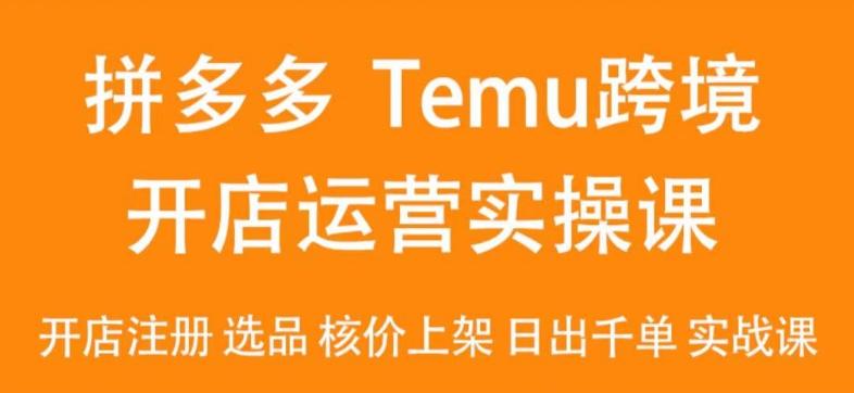 2024Temu最新玩法，Temu跨境开店运营实操课，开店注册/选品/核价上架/日出千单实战课-极速轻创
