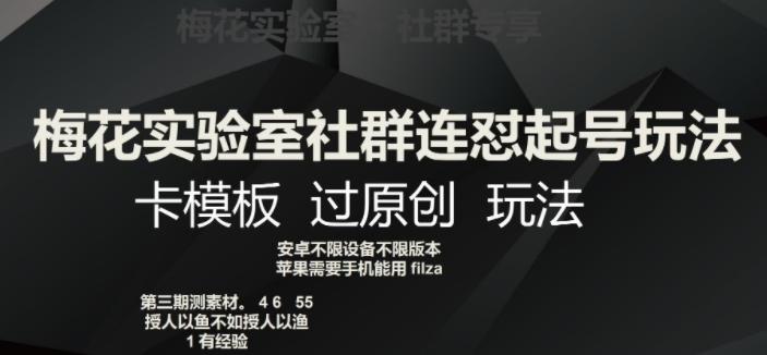 梅花实验室社群连怼起号玩法，卡模板过原创玩法【揭秘】-极速轻创